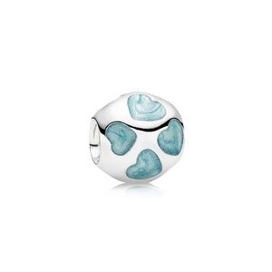 Pandora Blue Enamel Hearts Charm - RETIRED